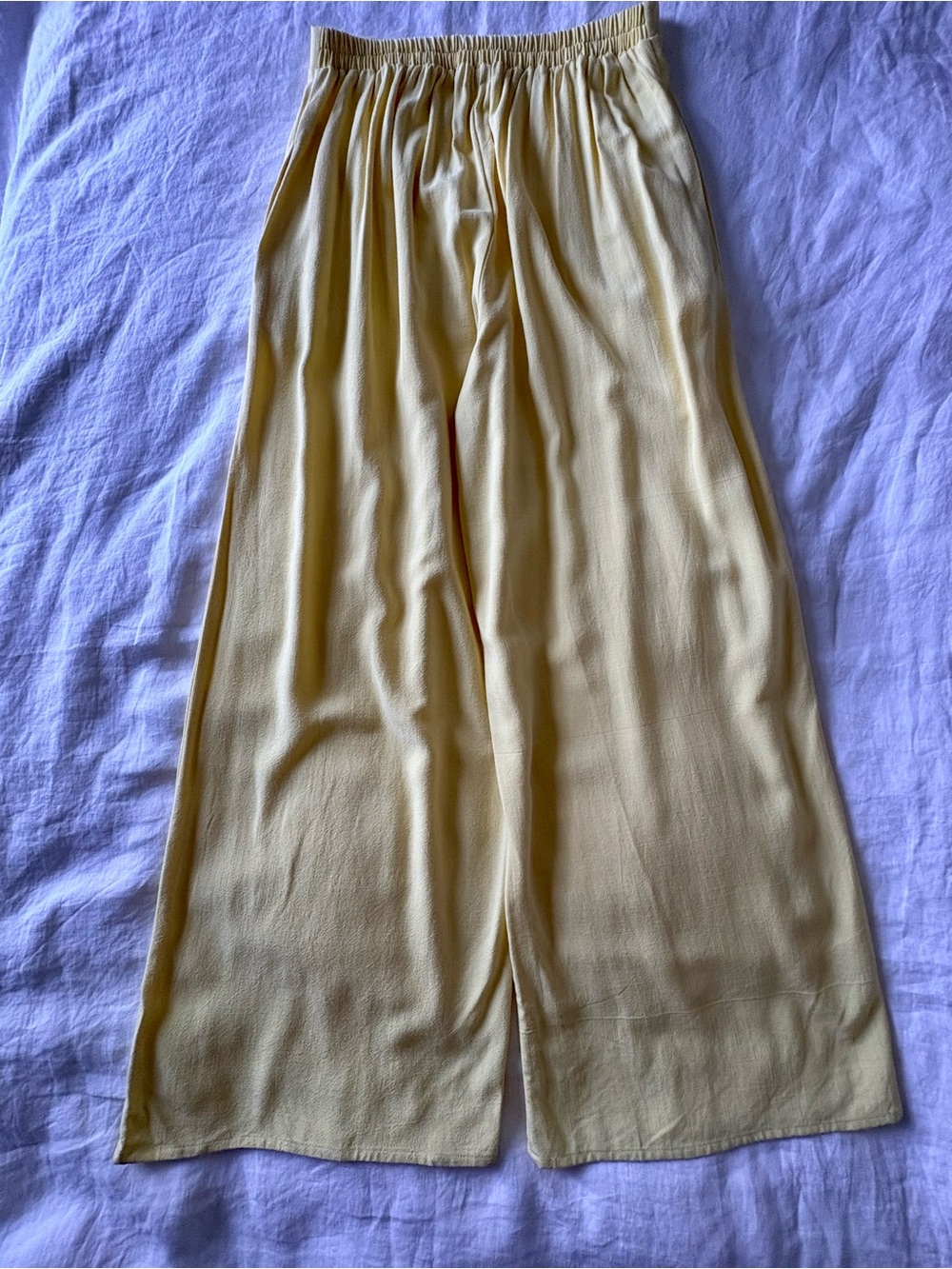 Sienna Sky Yellow Linen Blend Wide Leg Pants M Pull On Coastal Resort NWOT - Picture 12 of 13